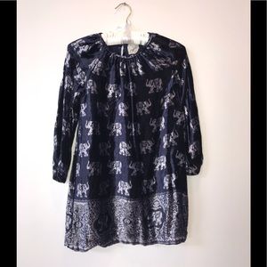 Peek kids navy crushed velvet elephant dress